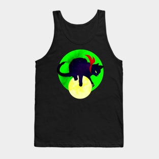 A Shadow in the Moon Cat Illustration Tank Top